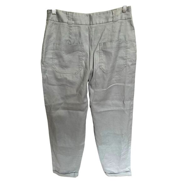 Anthropologie ett twa Nias Cuffed Pants Linen High Rise Tapered Crop Blue Size 8 - Picture 6 of 12